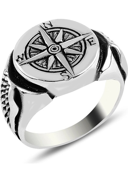 Pusula Kanatlı Gümüş Yüzük