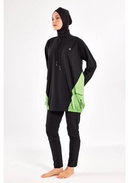 Su Tutmayan Sporcu Likra Paraşüt Kumaş Uzun Kol Kadın Tesettür Mayo 251204 indirimleri