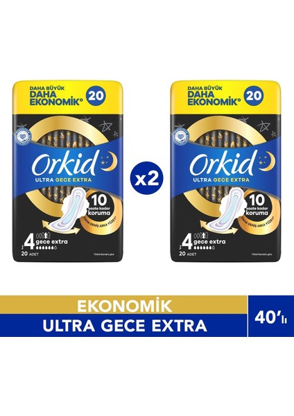 Ultra Gece Ekstra Hijyenik Ped 20 Adet 4 Boy 2 Adet