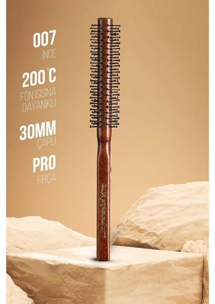 Professional 007 Ince Saç Fön Fırçası Isıya Dayanıklı, Ergonomik Tasarım, 14 mm, Maun Ağaç indirimleri