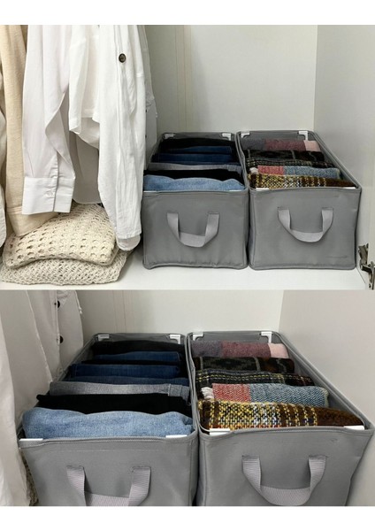 1 Adet Çelik Dolap Içi Düzenleyici 45 x 25 x 20 Raf Düzenleyici Saklama Katlanabilir Kıyafet Organizeri