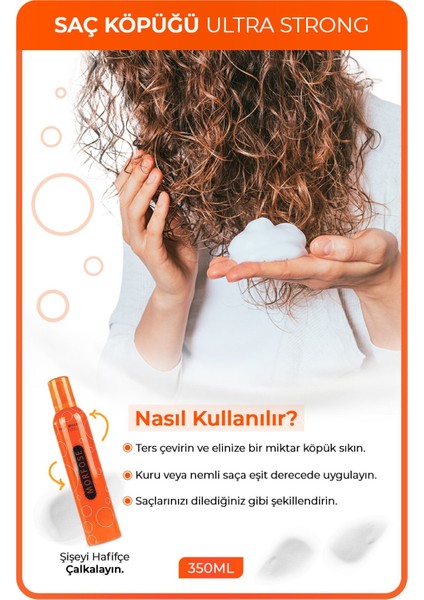 Ultra Strong Saç Köpüğü 350 ml Tüm Saç Tipleri için Multivitamin Kompleksi ile Günlük ve Profesyonel Kullanım için Kalıcı Şekillendirme indirimleri