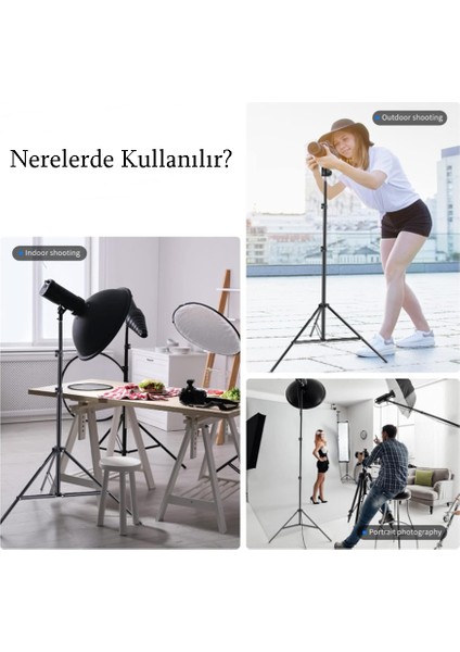 210CM Profesyonel Fotoğraf Makinesi Flash Tripodu- Kamera Tripodu - Projektör Tripodu 1/4'' Vida fırsatları