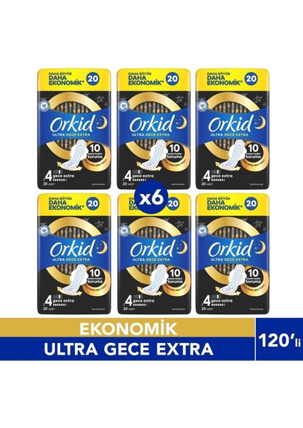 Ultra Gece Ekstra Hijyenik Ped 20 Adet 4 Boy 6 Adet