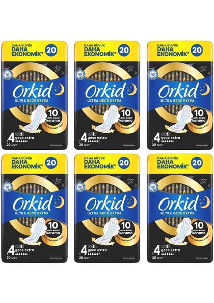 Ultra Gece Ekstra Hijyenik Ped 20 Adet 4 Boy 6 Adet fiyatları