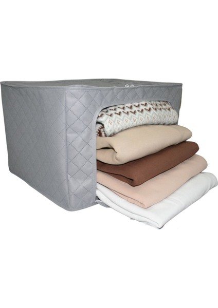 1 Adet Gri Kapitone Çelik Çerçeveli Pencereli Organizer Kutu Hurç Telli Hurç 40 x 50 x 30 cm Kazak Hurcu fırsatları