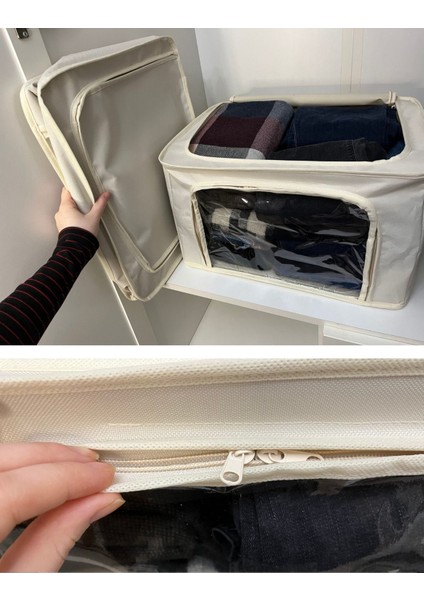 3 Adet Çelik Çerçeveli Dolap Içi Düzenleyici 48x38x28 Raf Saklama Organizer Imperteks Pencereli