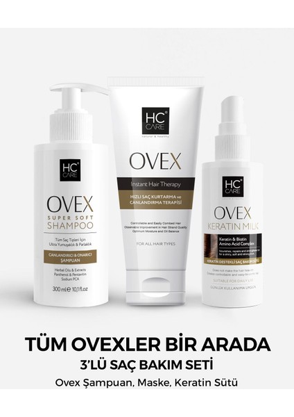 Hc Ovex Saç Bakım Seti Tüm Saç Tipleri için Vanilya Kokusuyla 3'lü Set