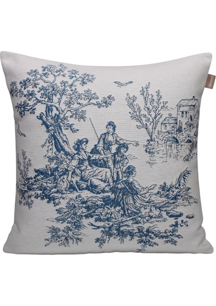 Belıeve Toıle Mandyjakarlı Dokuma Goblen Dekoratif Fransız Köylüleri Mavi Kırlent 45 x 45