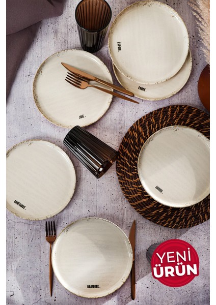 Deep Collection Mottolu Pasta Tabağı 22 cm 6 Adet 22650-55