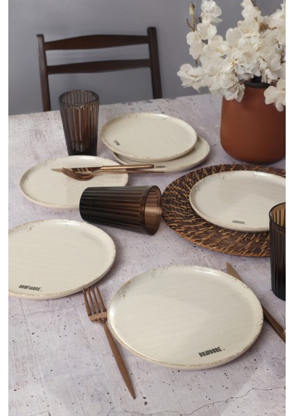 Deep Collection Mottolu Pasta Tabağı 22 cm 6 Adet 22650-55
