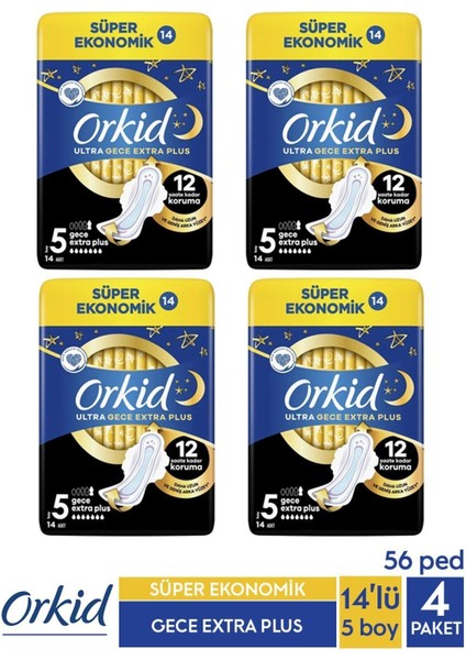 Süper Ekonomik Ultra Gece Extra Plus 14 Ad. 5 Boy x 4 Paket