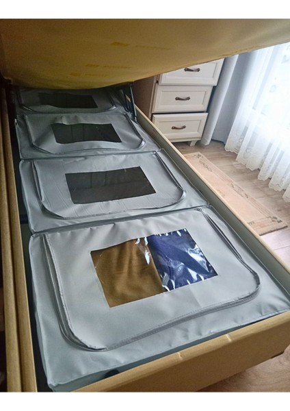 Pencereli Destekli Telli Büyük Boy Plus Baza Altı Çok Amaçlı Organizer Düzenleyici Hurç 66 x 46 x 20 cm