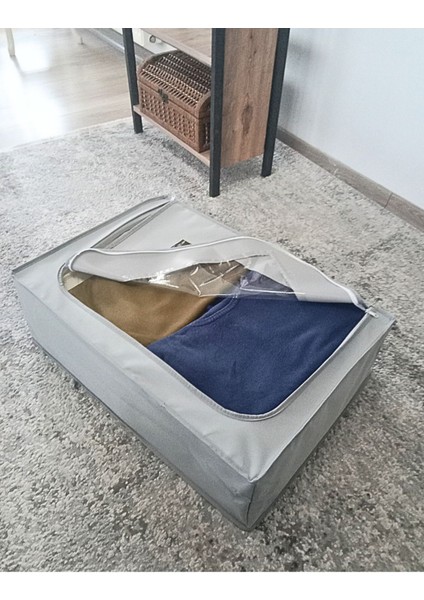 Pencereli Destekli Telli Büyük Boy Plus Baza Altı Çok Amaçlı Organizer Düzenleyici Hurç 66 x 46 x 20 cm
