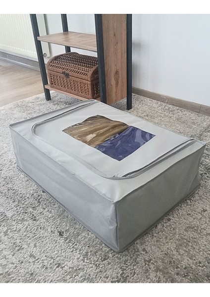 Pencereli Destekli Telli Büyük Boy Plus Baza Altı Çok Amaçlı Organizer Düzenleyici Hurç 66 x 46 x 20 cm