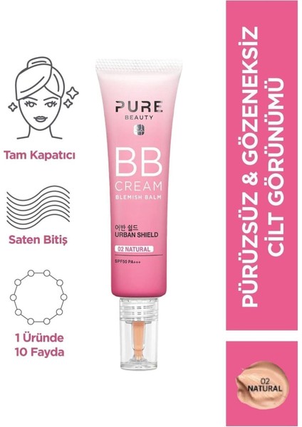 Gözenekleri ve Renk Eşitsizliklerini Gizleyen Bb Krem SPF50 Pa+++ Natural 30 ml