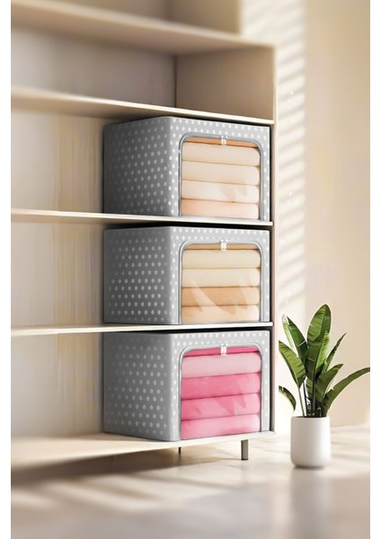 5 Adet Seryat Pencereli Çok Amaçlı Organizer Medium Telli Hurç 40 x 50 x 30 cm Kazak ve Battaniye Hurcu