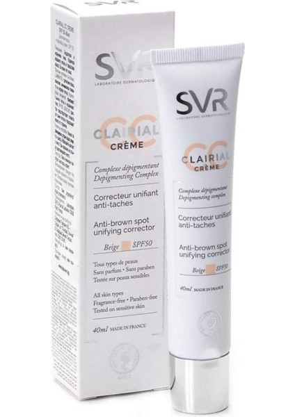 Clairial CC Krem SPF50 Açık Ton 40 ml – Leke Karşıtı, Cilt Tonunu Eşitleyen ve Güneşten Koruyan fiyatları
