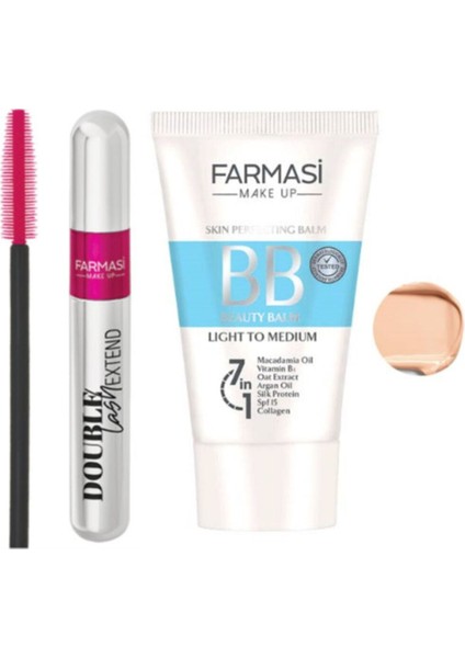 Double Lash Extend Çift Etkili Maskara+ Bb Krem Açıktan Ortaya 50 ml 02(2'li Set)