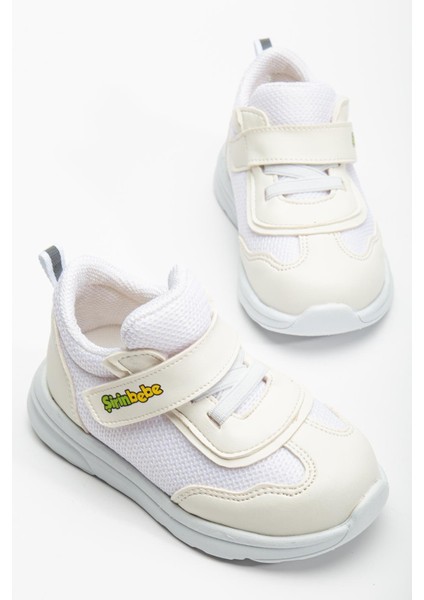 Şirinbebe Ortopedik Erkek Bebek Ilk Adım Spor Ayakkabı Beyaz Cırtlı Anorak Malzeme