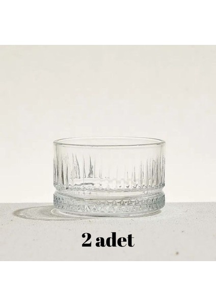 2'li Kristal Çerez Kase Seti - Magnolia Tatlı Kasesi - Dekoratif Şık Görünümlü Kase - 235 cc