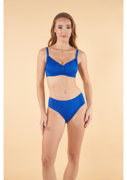 Balenli Luplu Battal Beden Bikini Takımı - Mavi