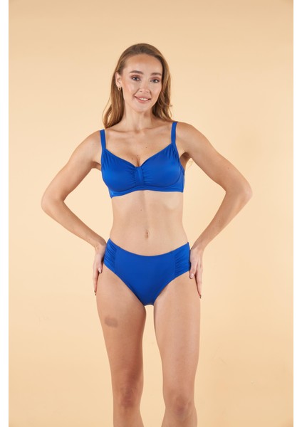 Balenli Luplu Battal Beden Bikini Takımı - Mavi
