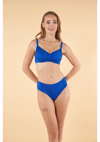 Balenli Luplu Battal Beden Bikini Takımı - Mavi