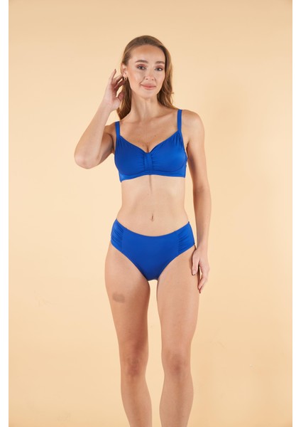 Balenli Luplu Battal Beden Bikini Takımı - Mavi