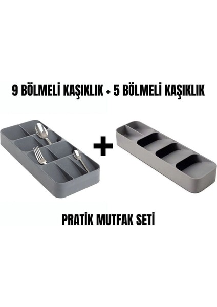 9 Bölmeli Kaşıklık Bıçaklık - 5 Bölmeli Kaşıklık Seti Çekmece Içi Düzenleyici