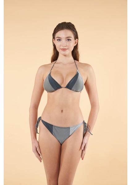 Concept Parçalı Üçgen Bikini - Gri