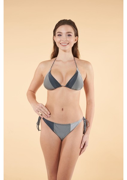 Concept Parçalı Üçgen Bikini - Gri