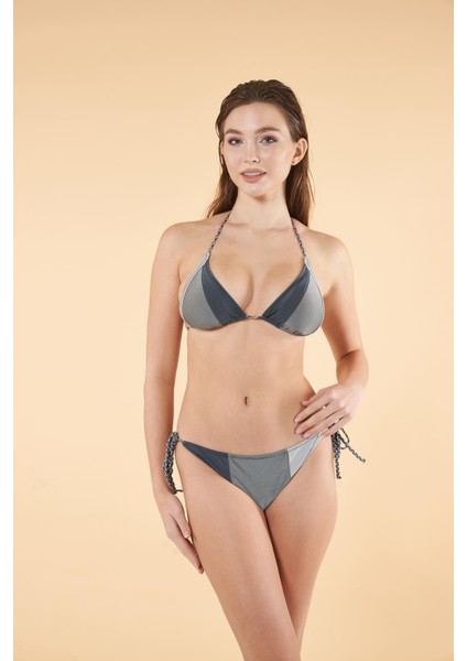 Concept Parçalı Üçgen Bikini - Gri
