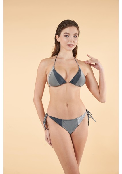 Concept Parçalı Üçgen Bikini - Gri