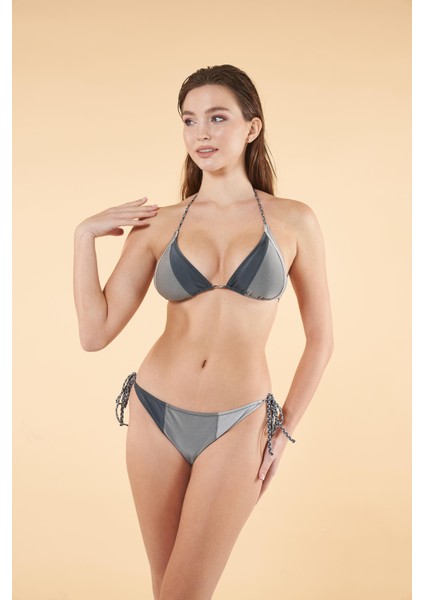 Concept Parçalı Üçgen Bikini - Gri