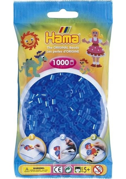 1.000'lik Hama Midi Boncuk - Şeffaf Mavi