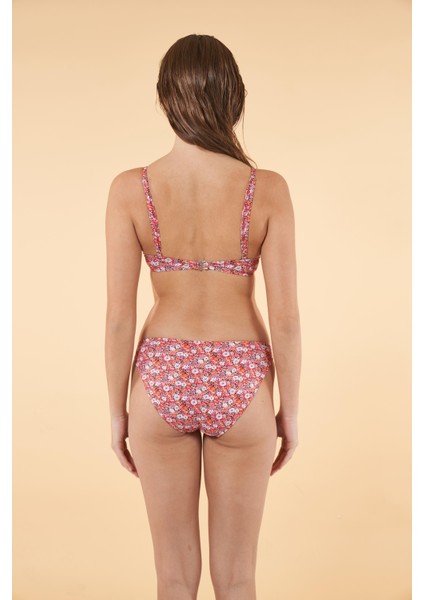 Çiçek Desenli Büzgülü Balenli Bikini Takımı - Pembe fiyatları
