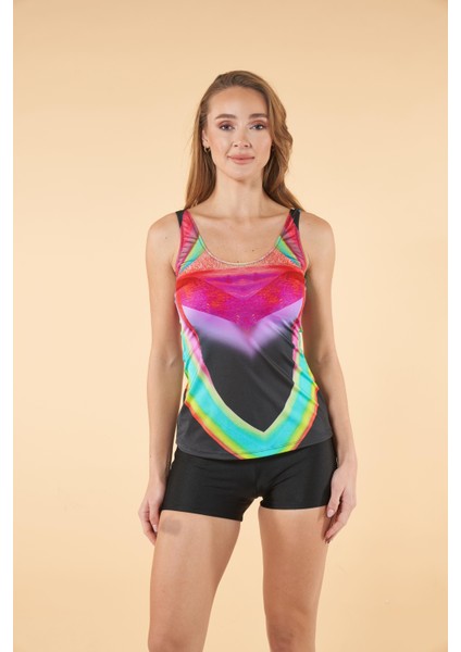 Şortlu Dalga Desenli Tankini Mayo - Renkli Siyah modelleri