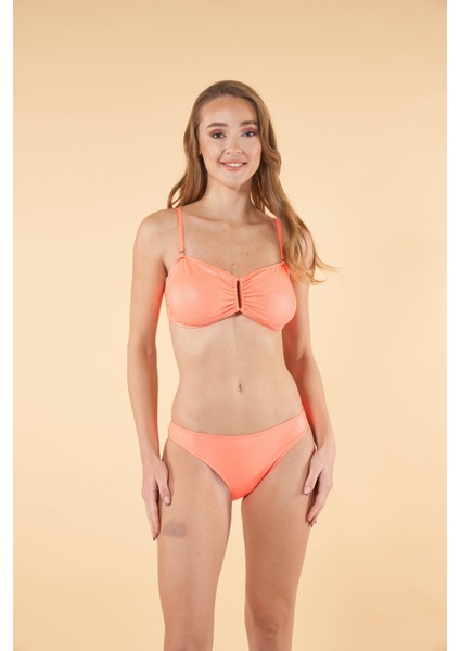 Tokalı Straplez Bikini Takımı - Yavruağzı