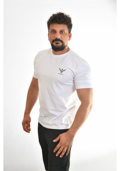 Beyaz Mini Logolu Erkek Tshirt