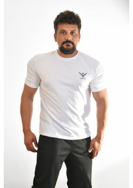 Beyaz Mini Logolu Erkek Tshirt