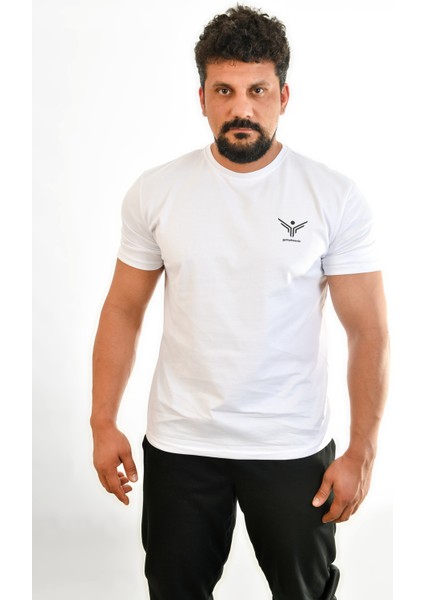 Beyaz Mini Logolu Erkek Tshirt