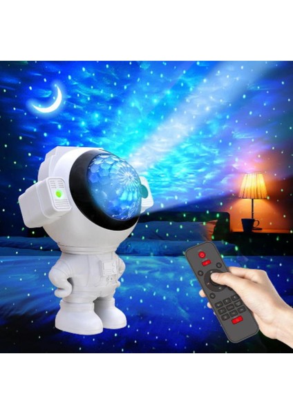 Astronot Bluetooth Hoparlör Galaksi Yıldız Projektör Kumandalı Gece Lambası