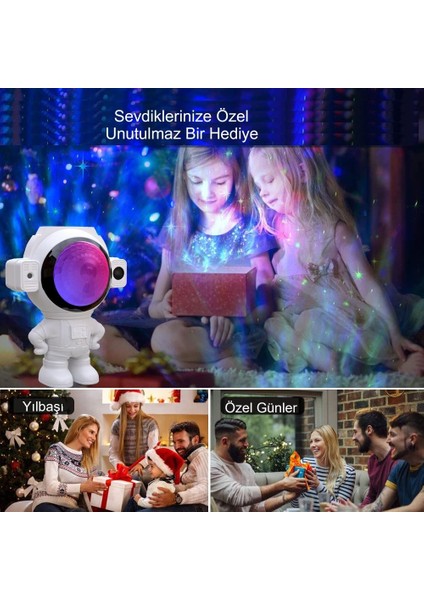 Astronot Bluetooth Hoparlör Galaksi Yıldız Projektör Kumandalı Gece Lambası