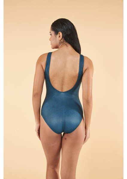 Desenli U Yaka Battal Beden Mayo - Yeşil fiyatları