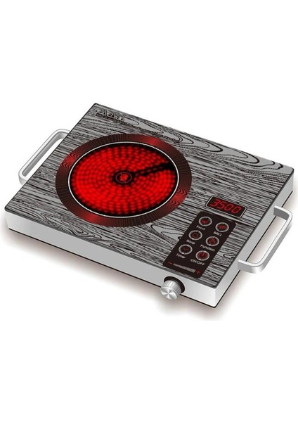 Aılepu 3500 Watt Lazer Dokunmatik Elektrikli Indiksiyonlu Ocak Bakır Sargı Ceviz Desenli