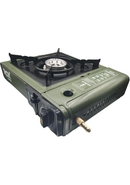 Camping 0188 Tekli Portatif Kamp Ocak - Haki Yeşil, Rüzgarlıklı, Ekstra Gaz Girişli fiyatları
