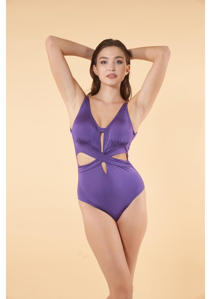 Cut Out Detaylı Çapraz Mayo - Mor modelleri