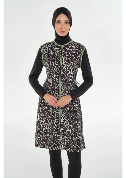 Hızlı Kuruyan Önden Fermuarlı Uzun Kol Kadın Tesettür Mayo 252305 fırsatları