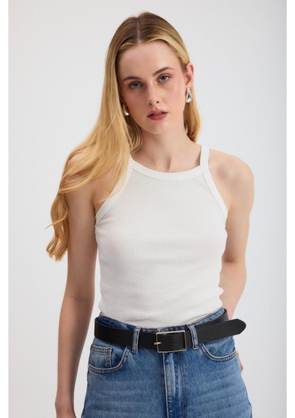 1121 Sıfır Kol Attlet Beyaz